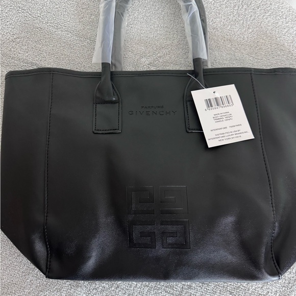 GIVENCHY Parfums Black Faux Leather Double Handle Tote Bag Snap Closure - Picture 2 of 7